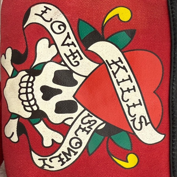 Ed Hardy Red Crossbody Bag with Skull Design - Picture 12 of 12